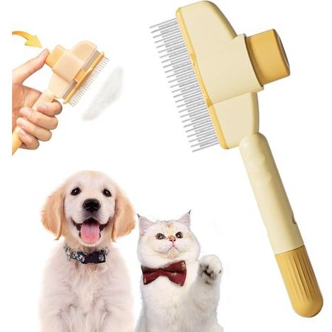 (Gelbe) Anti-Tote-Haarbürste, Katzenbürstenkamm, Bürste für Katzen und Hunde, entfernt bis zu 95 % der abgestorbenen Haare (1/5)