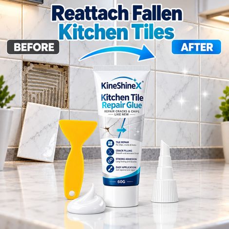 KineShineX Küchenfliesen-Reparaturkleber 60 g – Starker Kleber zum Wiederanbringen loser Wandfliesen (1/4)