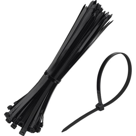 100 racines Serre cable,300 mm x 7,6 mm, Serflex Noir,serre cable plastique 300mm,serre cable plastique,Professionnelles Attache Câble, Adaptées à l'Industrie,Secteur des Câbles (Noires) (1/5)