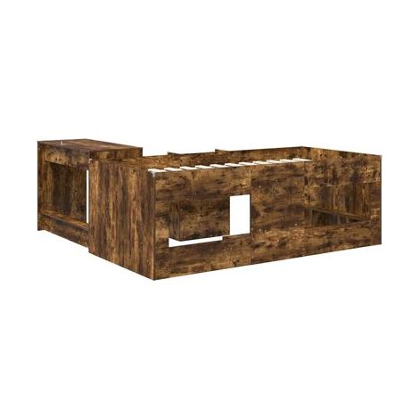 Lit haut pour enfant (avec bureau), ensemble 2 pièces, chêne fumé, chêne naturel élégant, pour chambre, décor moderne, facile à assembler (1/5)