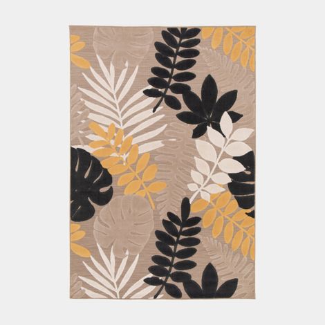 Tapis extérieur et intérieur en relief - Palmera - Beige et noir - 160 x 230 cm (1/5)