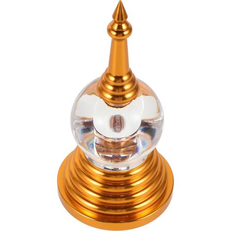 Pagode D'offrandes Bouddhiste Acrylique Petite Taille Dorée, Sculpture Décorative Bureau Maison, Statuette Religieuse Pagode Zen, Accessoire Spirituel Intérieur, Modèle 11 Socle (1/5)