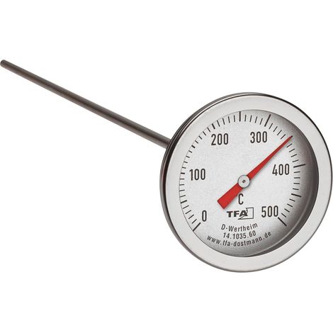 TFA Dostmann 14.1035.60 Thermomètre de Four Professionnel en Acier Inoxydable avec Longue sonde de température (30 cm), pièce de Rechange pour Four à Pizza, Four à Bois, Four en Pierre, Barbecue, (1/3)