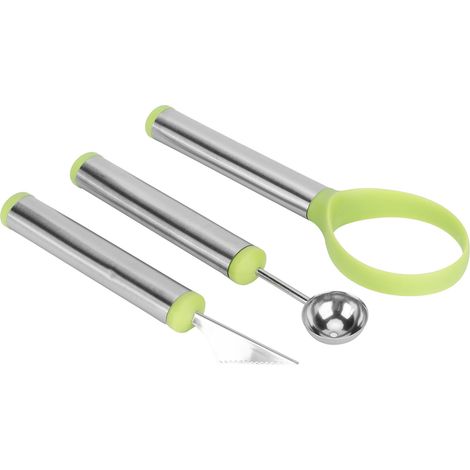 3-teiliges Obstlöffel-Set aus Edelstahl: Wassermelonenausstecher, Schnitzmesser, Obstschäler, Küchenhelfer (1/5)