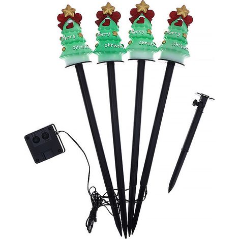 Hot-selling solar-powered outdoor Christmas decorative ground light, waterproof villa lawn light, courtyard landscape light, Christmas tree (one-to-four) -