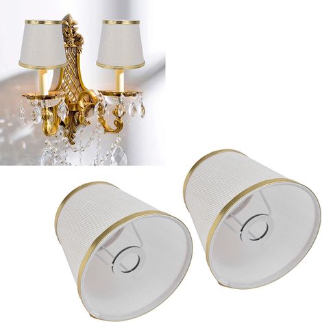 Lampenschirm aus Stoff, europäischer minimalistischer Stil, Kreuzmuster, Goldrand, geeignet für Lampen mit E14-Fassung, Stehlampen, Tischlampen, Pendelleuchten und Wandleuchten. (1/5)