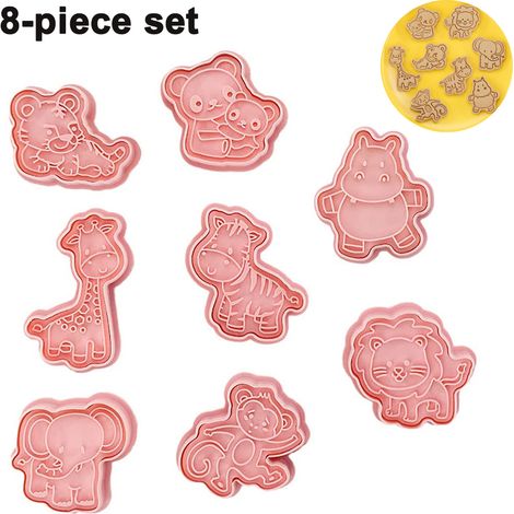 Juego de 8 cortadores de galletas, animales del bosque, acero inoxidable, herramienta para hornear, repostería casera, regalo para niños (1/5)