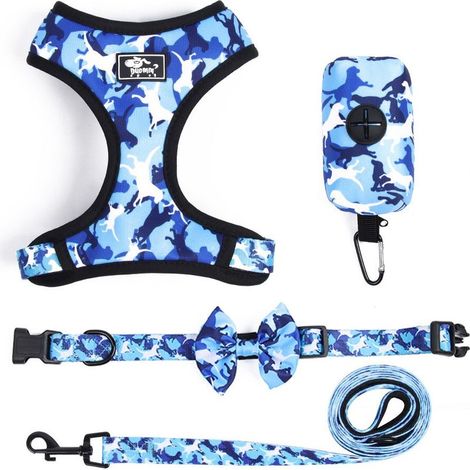 Lot de 4 accessoires pour chien, M, bleu (1/5)