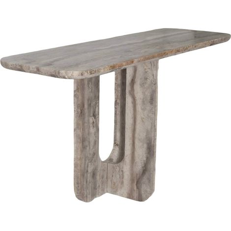 Console en travertin gris sculpturale - gris travertin (1/4)