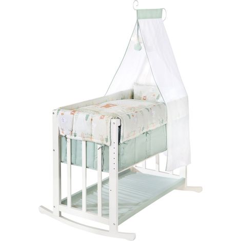 [GEBRAUCHT] B-Ware Roba Stubenbett Babybett Beistellbett Woodland Buddies Weiß Pastellgrün617