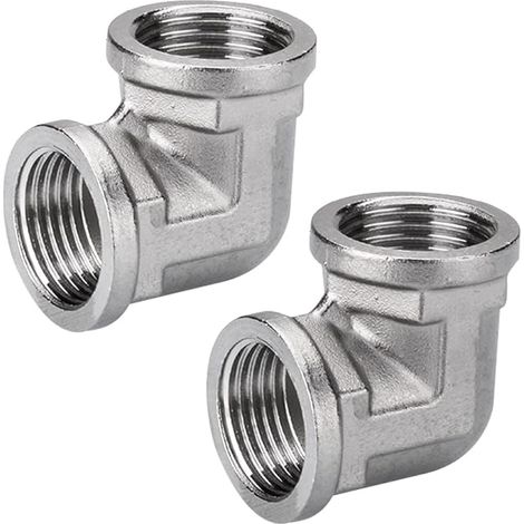 2 Pcs 304 Stainless Steel Elbow 90° 1/2" IG/IG, 1/2" Stainless Steel Elbow 90 Degree Elbow 1/2" Internal Thread Elbow for Irrigation Installations (1/5)