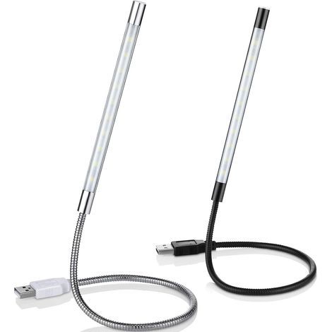 Pieces LED Reading Lamps, Dimmable LED Laptop Light, Flexible Touch Gooseneck Reading Lamp for Laptop, Book, Bed (Black, Silver) (1/5)