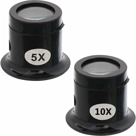 Loupe d'Horlogerie, 5X/10X Loupe Oculaire Bijoutier, Loupe de Montres pour Bijoux, Diamants, Pierres Précieuses (Noir) (1/5)