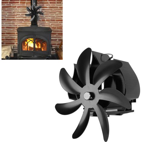 Ventilateur de cheminée, ventilateur thermique, chauffage au poêle à pétrole, poêle à bois, ventilateur thermique auto-générateur, noir (1/5)
