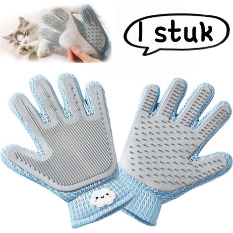 1  Gants pour caresser les chats - Brosse pour enlever les poils de chat - Outils en silicone pour enlever les poils d'animaux - (Caresser l'avant, caresser l'arrière) Main droite - Gris-bleu (1/5)