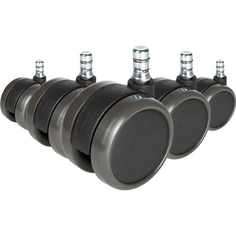 5x Hartbodenrollen ROLO 11mm / 65mm Büro-Stuhl-Rollen No-Noise (5er Pack) hjh OFFICE