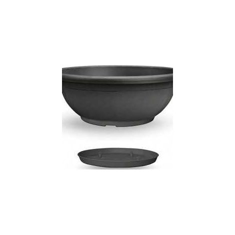 CIOTOLA DA 60 CM NAXOS CON SOTTOVASO VASO BASSO PER PIANTE VARI COLORI - Colore: Antracite