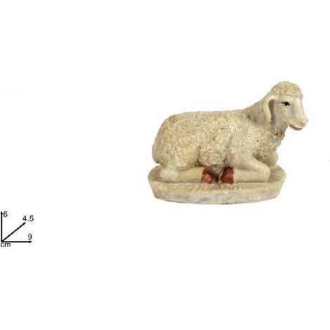 TRADE SHOP - 2pz Statuina Pecora Seduta 9cm Presepe In Resina Decoro Natale Natalizi Natività -