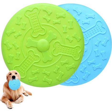 2 Pièces Frisbees pour Chien,Disque ChienØ 18.5 cm,Frisbee pour Animaux,Disque Volant en Caoutchouc pour Jeux Sport Exercice Activité et Jeu en Plein(Bleu,Vert) (1/5)