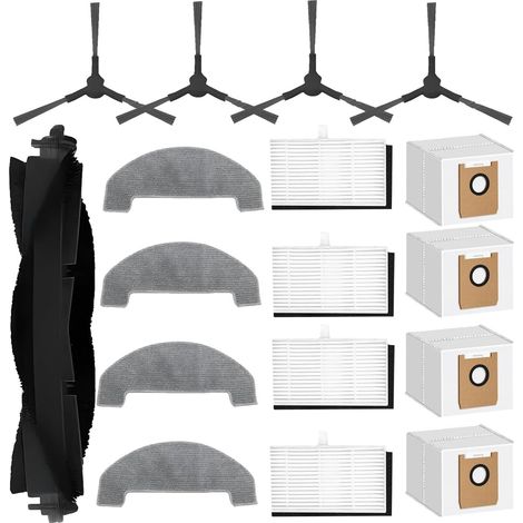 Kit d'accessoires de rechange pour aspirateur robot MONSGA MS1 MAX, pièces : 1 brosse principale, 4 tampons de nettoyage, 4 filtres, 4 accessoires de rechange pour brosse latérale, 4 sacs à poussière. (1/4)