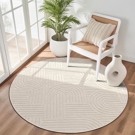Tapis de Salon Rond 120 cm, Extra Epais Tapis Chambre Antidérapant Lavable en Machine, Ne Perd Pas Ses Poils, Moelleux Moquette Chambre pour Interieur, Salon, Salle à Manger (1/5)
