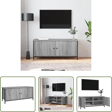 vidaXL Stauraum - TV-Schrank mit Türen Grau Sonoma 102x35x45 cm Holzwerkstoff (1/5)