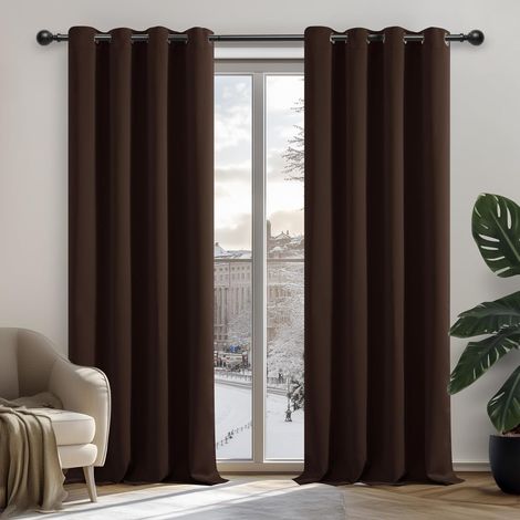2 Pièces Rideau, Occultant 95-99%, Thermique 230g/m², Polyester, Pour Chambre Et Salon (1/5)