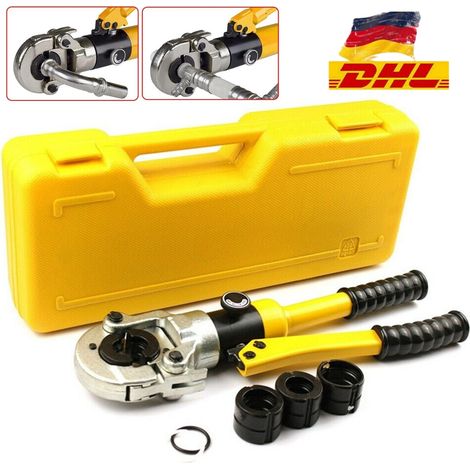 Pince à sertir hydraulique pour tube aluminium‑plastique, force 8 tonnes, tête rotative 360°, inserts TH16‑20‑26‑32 mm, coffret, pour installation sanitaire chauffage (1/5)