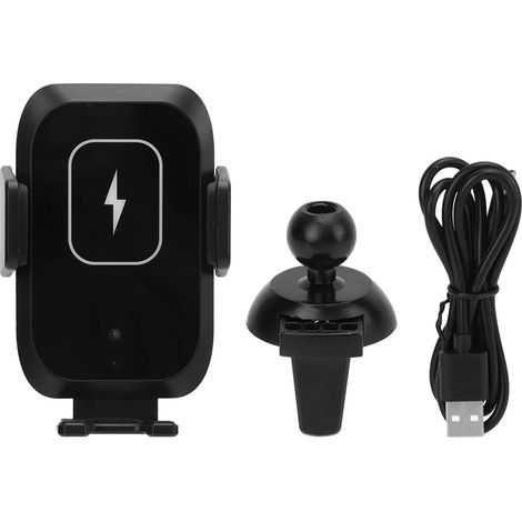 Chargeur de voiture sans fil 2 en 1, support de téléphone à fixation automatique, rétractable, pivotant à 360°, pour pare-brise, tableau de bord ou grille d'aération (1/5)
