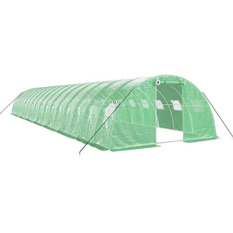 Invernadero de carpa para plantas flores y verduras con estructura de acero 64 m² 16 x 4 x 2 m verde 020044618 (1/5)
