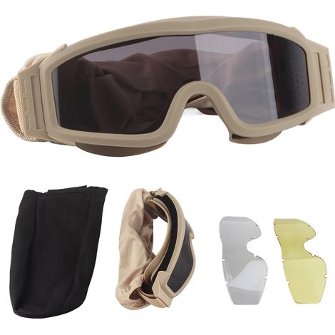 Lunettes de protection anti-sable et anti-vent Desert Locust avec 2 verres interchangeables couleur kaki (1/5)