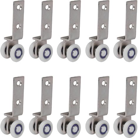 Lot de 10 Coude de conduit en métal Roulement Bloc de poulie avec deux Plastique de roue pour porte coulissante fenêtre Cabinet 6,5 x 1,9 cm (1/5)