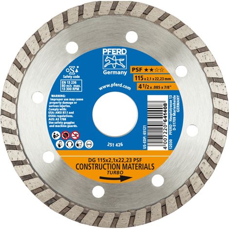 PFERD TOOLS Diamant-Trennscheibe DG 115x2,1x22,23 mm PSF z. Trennen v. Stein/Beton,hohe Schnittqualität (1/4)