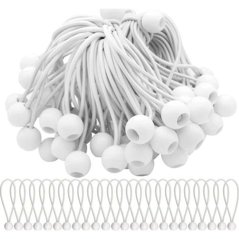 Lot de 50 Tendeur Elastique Cordons lastiques avec Boules Sandow Elastique Boules Elastiques pour chapiteaux, tentes, bannires et bches (1/5)