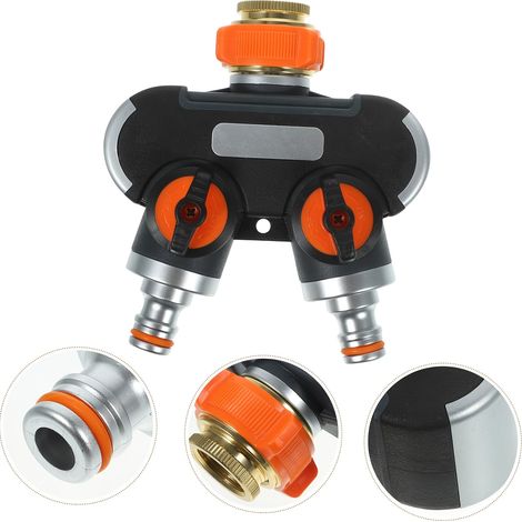 Inverseur de tuyau d'arrosage à deux voies avec vanne en Y - raccords 3/4" et 1/2", inverseur de robinet pour tuyau d'arrosage (1/5)