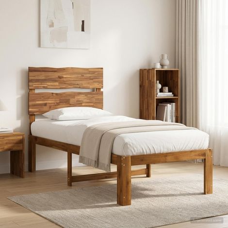 vidaXL Single Bed Frame with Headboard ROSTOCK Natural 90 x 200 cm (1/5)