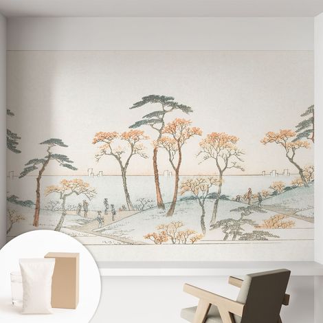 Papier peint intissé mural pour salon chambre à coucher tendance et originale - Colle incluse gratuite Paysage serein 152x104 cm (1/5)