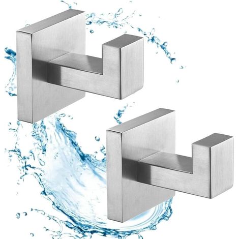 2 Pièces Crochet de Salle de Bain Nickel Brossé, Crochets pour Serviettes de Bain, Crochet Mural Home Patère à Crochets, Acier Inoxydable SUS304 (1/5)