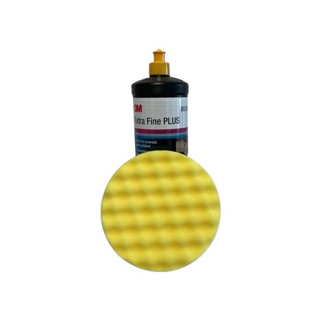 3M 80349 PASTA ABRASIVA EXTRA FINE 1 LITRO+ 50488 TAMPONE IN SPUGNA ONDULATA GIALLA 1 PEZZO