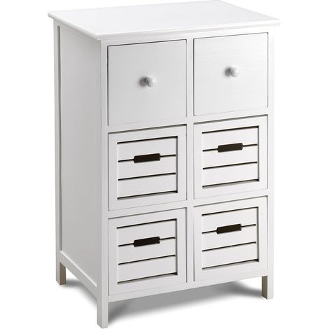 Cassetiera con 6 Cassetti in Legno Paulownia Bianco Fadi (1/3)