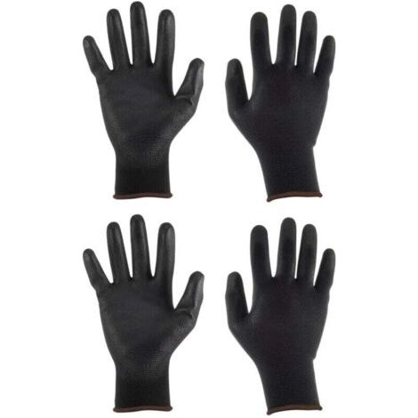 2 Paires de Gants de Travail Antidérapants En Nylon Revêtu de Caoutchouc de 24 cm pour L'Installation Et Réparation D'Électronique (Taille L), Noir Marron (1/4)