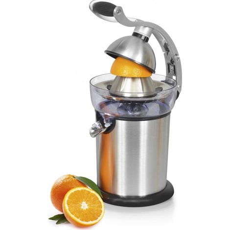 Kitchenchef – Presse-agrumes 130W inox – Réservoir 0.8L intégré – Pour jus frais et rapide – Design compact et élégant (1/5)