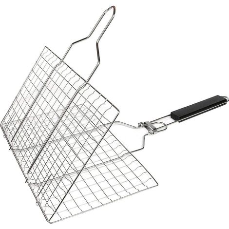 Panier à griller en acier inoxydable avec sac de rangement, panier à griller portable pour barbecue, outils et accessoires de barbecue pour poissons, légumes, steaks, crevettes et viandes. (1/5)