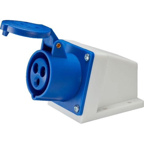 Prise Industrielle CEE - 1 Pièce - Nylon Bleu - IP44 32A 240V - Chantier Caravane - 3 Broches (1/5)
