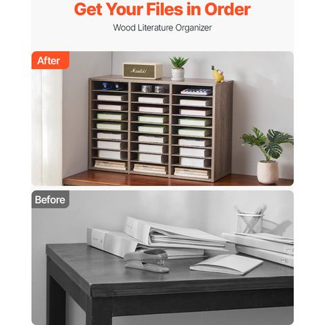 Organiseur de littérature, 27 compartiments, boîte aux lettres de bureau en bois, panneau de particules, avec étagères amovibles, t… (1/5)