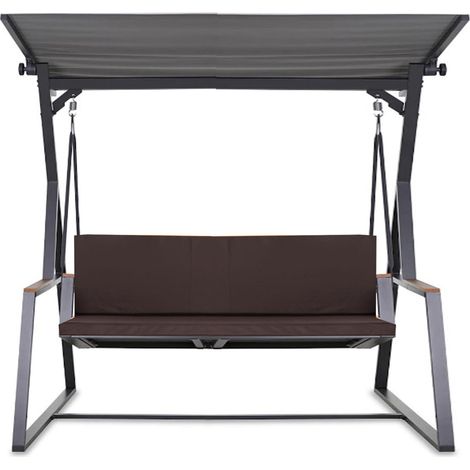 Coussin pour balançoire de jardin Marron 100x60x50 cm avec housse amovible, coussin pour balancelle 2 places (1/5)
