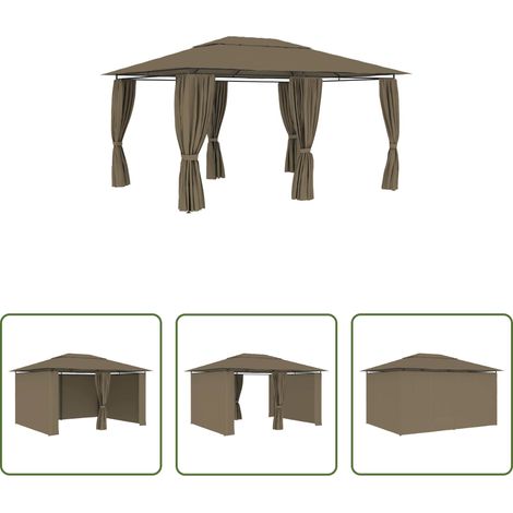 vidaXL Freisitz - Gartenzelt mit Vorhängen 4x3 m Taupe 180 g/m² (1/5)