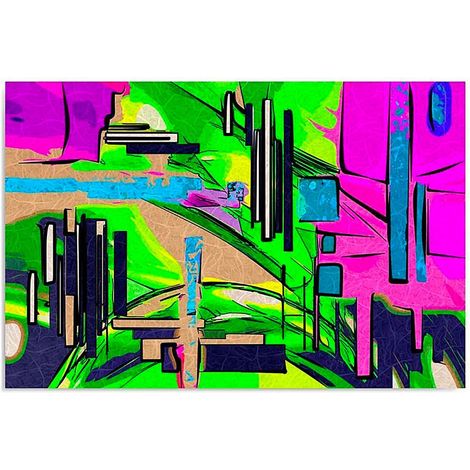 Tableau bois paysage abstrait - 100 x 70 cm