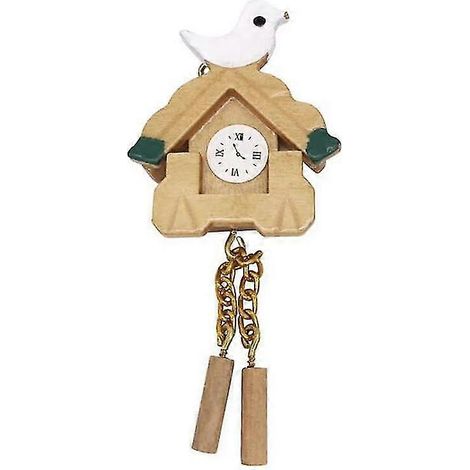 Mobilier de maison de poupée, horloge miniature pour maison de poupée à l'échelle 1:12, horloge murale en bois exquise représentant un oiseau (1/4)