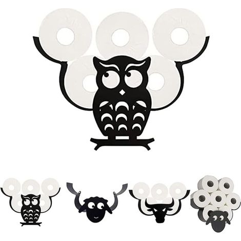 RHG Porte-Rouleau de Papier Toilette Animal Porte-Papier Toilette Joli Animal Support Mural Chambre Porte-Rouleau de Toilette Cuisine Salle de Bain Accessoires chouette (1/4)